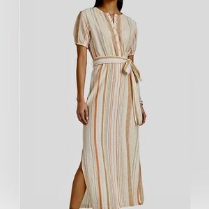 Ace & Jig Georgie Maxi Belted Dress in beige size L